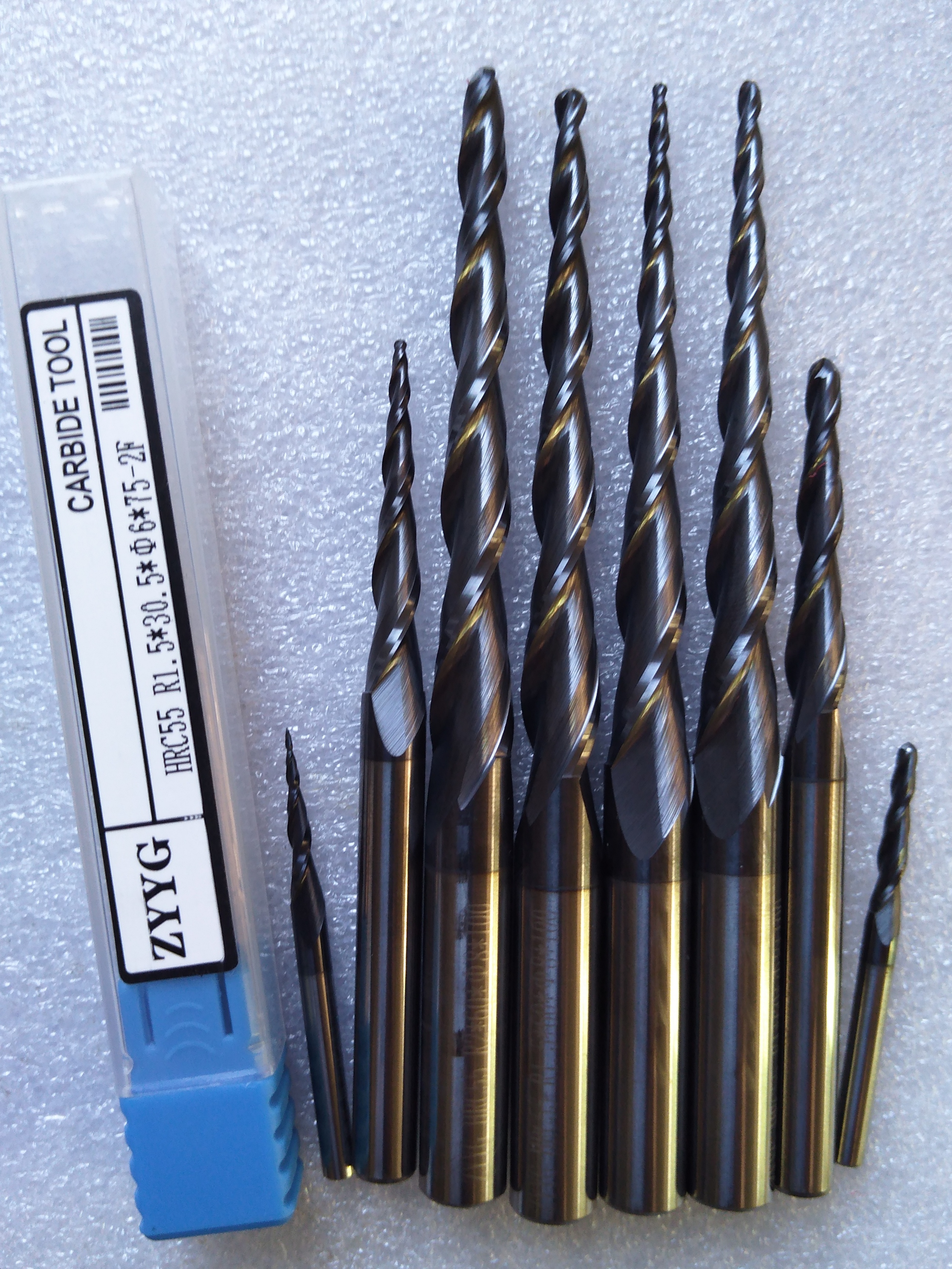Woodworking Nc - R0.25/R0.5/R0.75/R1/R1.5/R2 XD 3.175/4/6/8mm2F*HRC55 Ball Nose Tapered