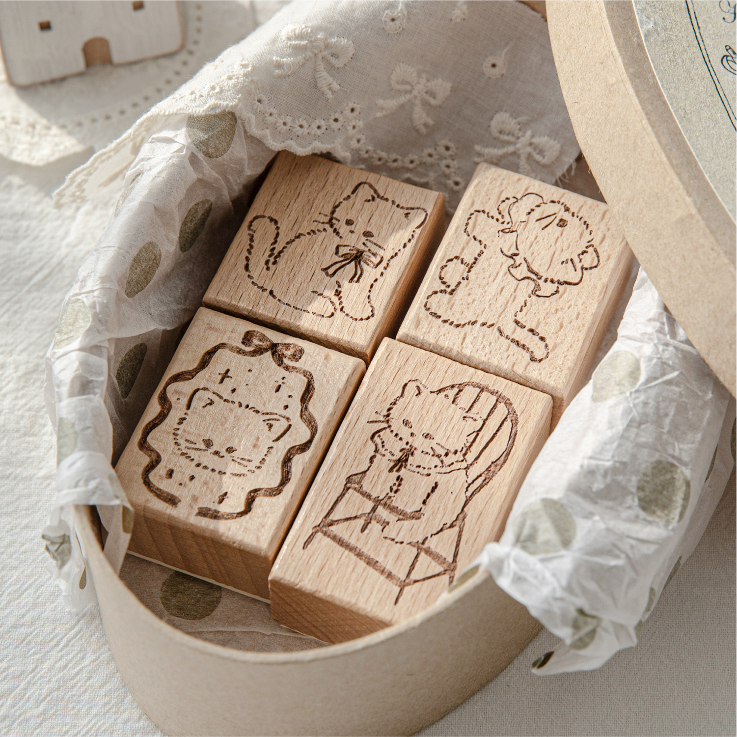 Woodworking Hobby - Cartoon Cute Cat Wood Stamp for