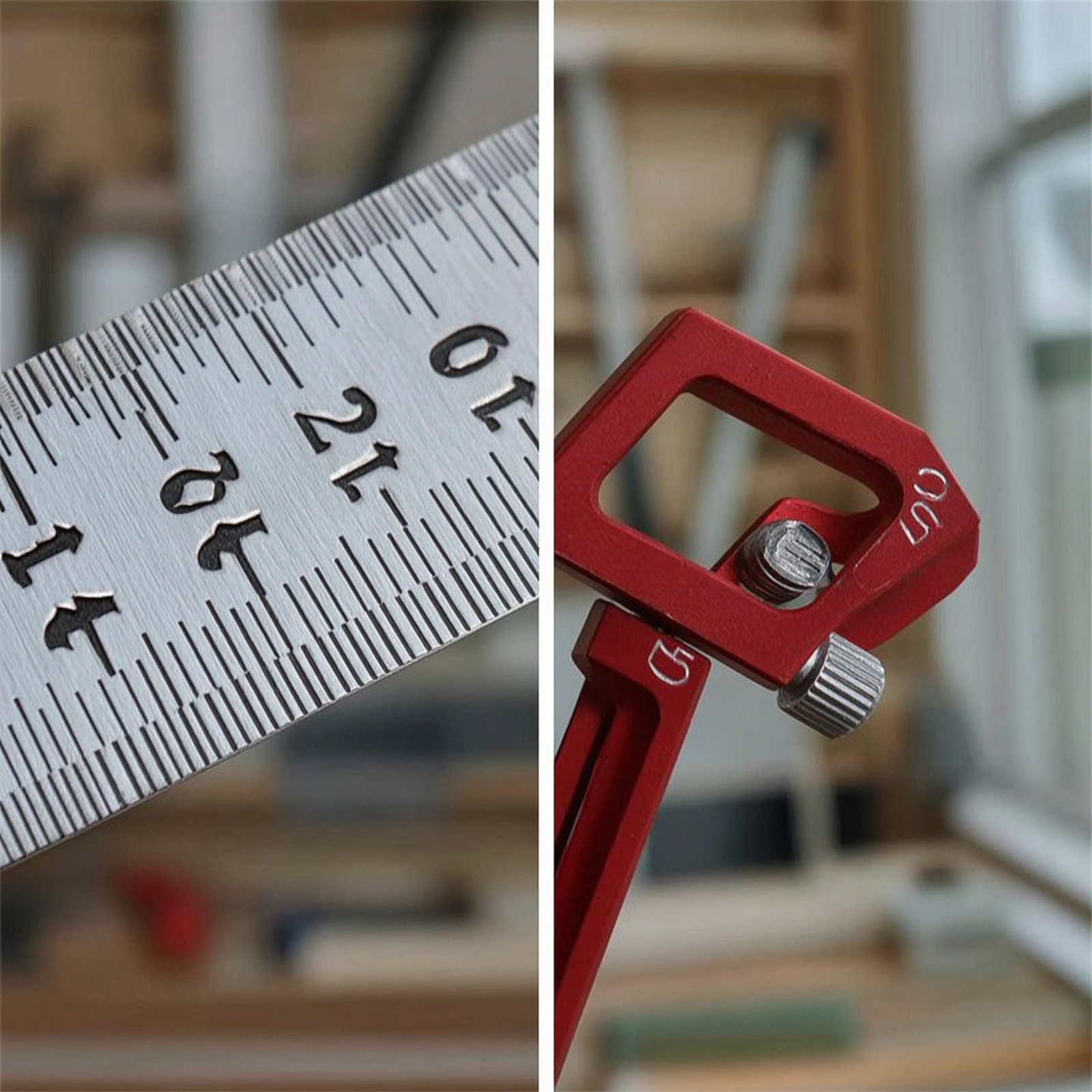 Woodworking Ruler - Woodworking Ruler with Positioning Block Adjustable