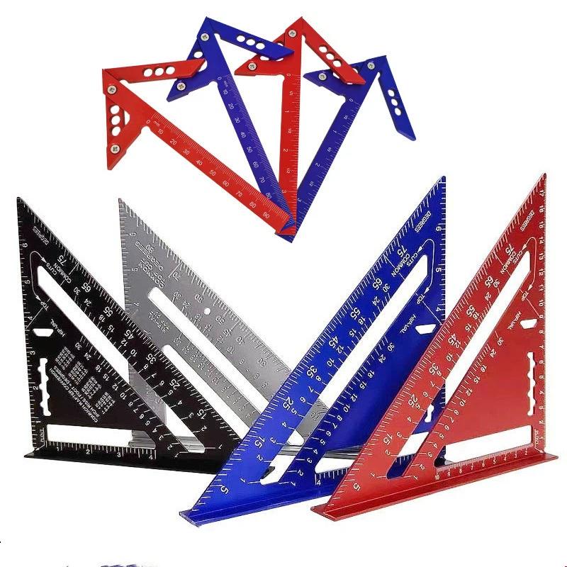 Woodworking Ruler - 1Pcs Red Aluminum Alloy Triangle Ruler